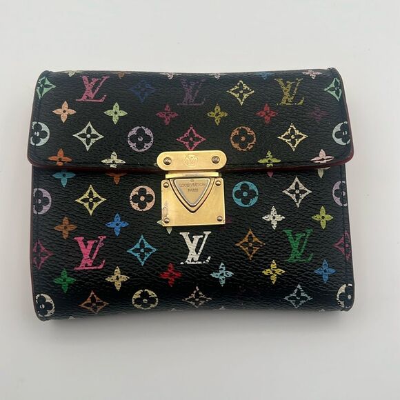 LOUIS VUITTON X TAKASHI MURAKAMI KOALA VINTAGE MONOGRAM MULTICOLOR BLACK WALLET - Picture 1 of 14